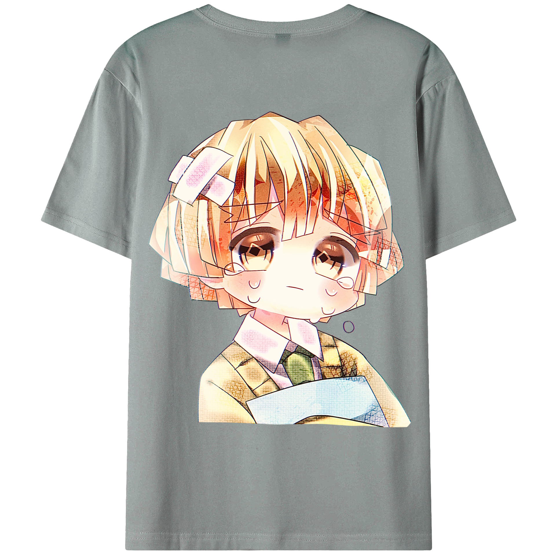 （画像用） 鬼滅の刃（きめつのやいば）我妻 善逸／あがつま ぜんいつ Agatsuma Zenitsu 綿100％ メンズ半袖Tシャツ（バックプリント） 通気性